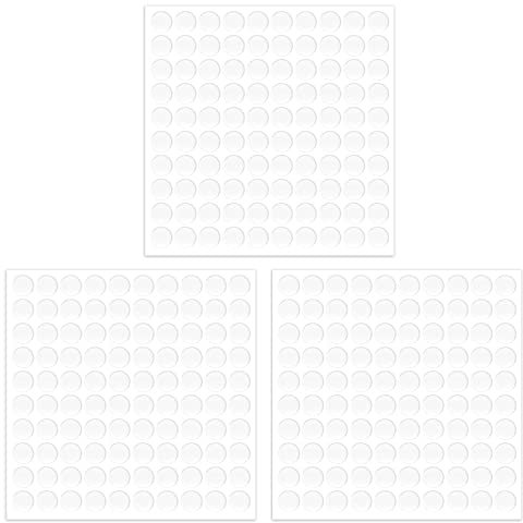 KINBOM 300pcs/3 Sheets Double Sided Adhesive Dots, Strong-Adhesion Clear Poster Putty Sticky Dots Adhesive Transparent Glue Point for Plastic Glass Wall Metal Wood Ceramic (0.4inch Diameter)