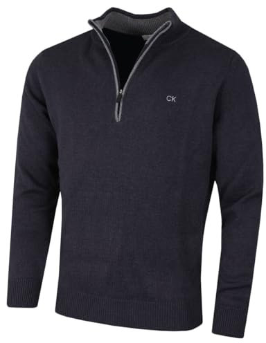 Calvin Klein Mens 1/2 Zip CK Golf Sweater - Navy Marl - S