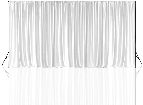 WedDecor Pleated Ice Silk White Backdrop Decorative Curtain White Background 150GSM Fabric Photography Backdrop Drape for Christmas, Wedding, Party, Birthday & Baby Shower, 3 Metres x 9 Metres