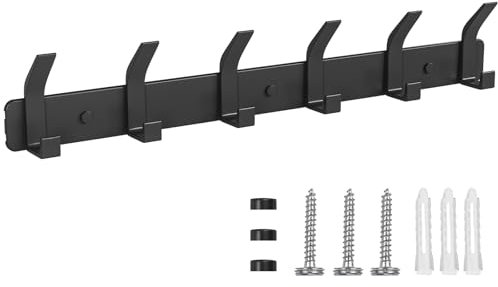 TENXSNUG Appendiabiti da Parete, Attaccapanni da Muro Moderno Antiruggine con 6 Ganci, Appendi Abiti Attaccapanni Appendini da Muro per Cucina, Bagno e Camera da Letto, Nero