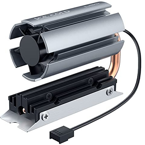 ineo Refroidisseur de caloduc avec ventilateur PWM | Corps de refroidissement pivotant pour SSD M.2 (2280) | Caloduc en cuivre 6 mm | Vitesse réglable | M9