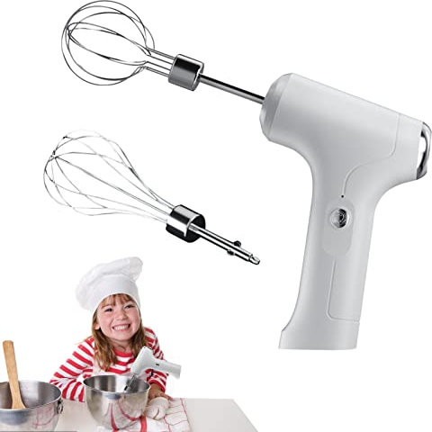 BAOK Batteur à Main électrique,Mélangeur portatif Rechargeable avec 2 têtes | Batteurs et Fouet en Fil torsadé en Acier Inoxydable, Cuisine pour mélangeur sans Fil pour œufs, pâte, Beurre