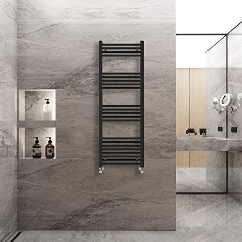 Warmehaus Straight Heated Towel Rail Radiator Ladder Black 1400x500mm Central Heating Radiators for Bathroom Kitchen