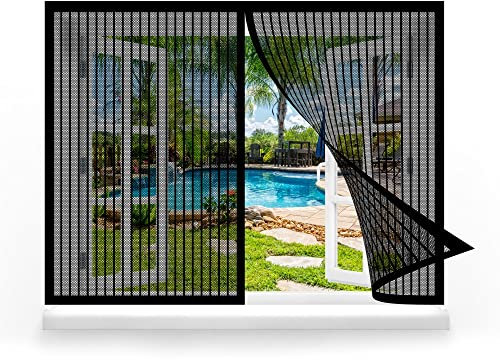 Fliegennetz Fenster Magnet 115 x 110 cm, Insektenschutz Insektenschutzgitter Terrassentür, Ohne Bohren für Alle Arten von Fenstern, Schwarz