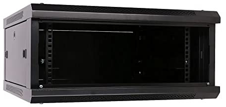 Extralink Serverschrank 19 Zoll 4HE – Netzwerkschrank 600mm Tiefe zur Wand- oder Standmontage, Traglast 60 kg, gehärtete Glastür, abschließbar 180° Öffnung, schwarz – für Heimnetzwerk & IT-Geräte