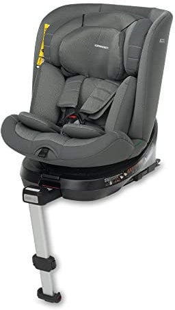 Foppapedretti Seggiolino Auto Iturn I-Size, Seduta Girevole a 360°, per bambini da 40 a 150 cm di altezza, 0-12 anni, conforme ECE R129, Fissaggio Dualfix (Isofix e non), Safe Body Protection, Grigio