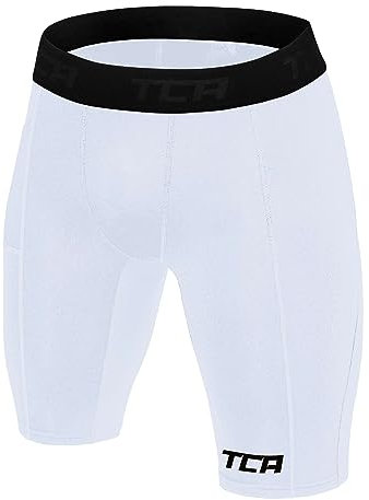 TCA Men's SuperThermal Compression Base Layer Thermal Under Shorts - Bright White, XL