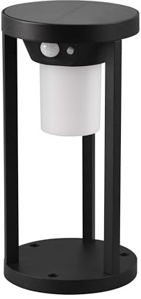 Trio Leuchten LED Solar Außen Wegeleuchte Carmo 541069132, Aluminium Druckguss Schwarz matt, Schirm Kunststoff Weiß, inkl. 2 Watt LED, Bewegungssensor