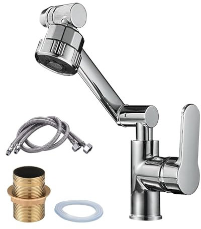 YOXITIXOY 360° schwenkbarer Mischbatterie, 4 Funktions-Sprühmodi, 1080 ° drehbarer Wasserhahn, für Badezimmer-Waschbeckenarmaturen, Küchenspüle, etc. Neugestaltete Mischbatterie für verschiedene