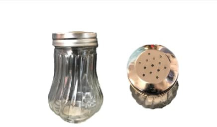 Set of 2 Clear Ribbed Glass Jar Dispensers - 10 x 5 cm Spice Jars with Lids, Ideal for Sugar, Spices, Cheese Storage - Durable & Elegant Glass Spice Jar