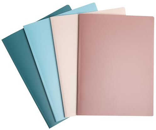 Exacompta - Réf. 86370E - Paquet de 4 Protège-documents Skandi - 30 pochettes grainées - 60 vues - pour A4 - dim 24 x 32 cm - couverture semi-rigide en polypro recyclé - 4 couleurs assorties