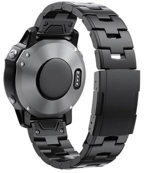 22 mm 26 mm Quick Fit Titan-Metall-Uhrenarmband f黵 Garmin Fenix 7X 7 6X Pro 5X Plus/Instinct/Epix Armband (Farbe: Schwarz, Gr鲞e: 26 mm)