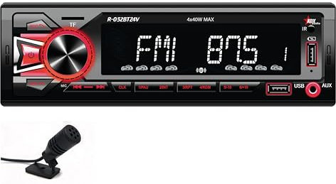 Autoradio para Coche KDX-Audio R-032BT24V. Reproductor MP3/WMA con Bluetooth Manos Libres y Stream de Audio. Iluminación botonera Variable. USB en Panel Frontal con función de Carga y Voltaje 24V