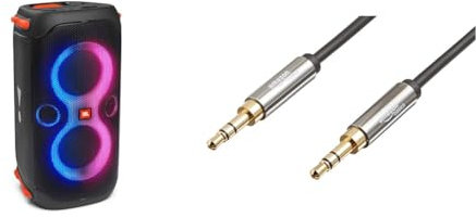 JBL PartyBox 110 in Schwarz – Trag- und rollbarer Bluetooth Party-Lautsprecher & Amazon Basics Auxiliary Kabel, Stereo-Audiokabel, 3,5 mm-Klinkenstecker auf 3,5 mm-Klinkenstecker, 1.2 m, Schwarz