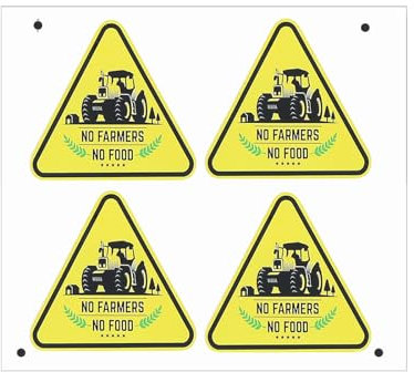 SG Store Externer Auto-Aufkleber, Aufschrift No Farmers No Food, 90 mm, Vinyl-Aufkleber, Grafik, LKW-Aufkleber für Fenster, Autos, LKWs, 4 Stück