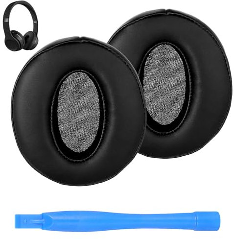 Premium Protein Leather Ear Pads Replacement, Black Round Ear Pads Cushions with High Density Foam, Mini Memory Sponge Earpads, Headphones Replacement for Sennheiser HD4.50 BTNC WIRELESS Headsets