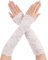 Lusofie Lange Spitzenhandschuhe Weiß Damen Fingerlose Handschuhe Lange Spitze Brautparty Ballkleid Oper 1920er Jahre Armstulpen Damen Spitze Atmungsaktive Maskerade Hochzeitshandschuhe