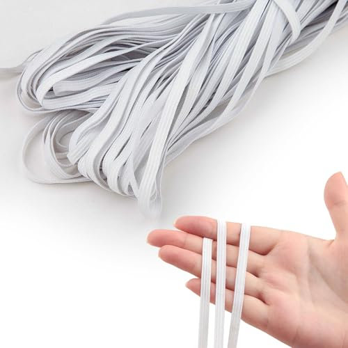 TXXATX Elastico per Cucito 6 mm 80 m Elastico Piatto Fettuccia Elastica Bianco Banda Elastica per Elastico Mutande Piatto Cordoncino Elastico Fai da te