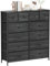 Clevich Stoff-Kommode, Schminktisch Schrank, Aufbewahrungsschrank, 12 Schubladen aus Stoff, Metallrahmen, industrieller Stil, für Wohnzimmer, Flur, Schlafzimmer (Schwarz)