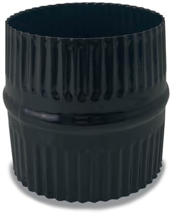 CAEXVEN Manguito Unión Tubo Chimenea 200mm Macho-Macho - Acero Negro Vitrificado para Estufas - Empalme Doble Macho - CAEXVEN