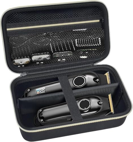 Tasche für Jack & Rose Haarschneidemaschine Set für Herren, Haarschneider Bartschneider Haartrimmer Aufbewahrungsbox Koffer (Nur Aufbewahrungskiste) -Goldener Reißverschluss