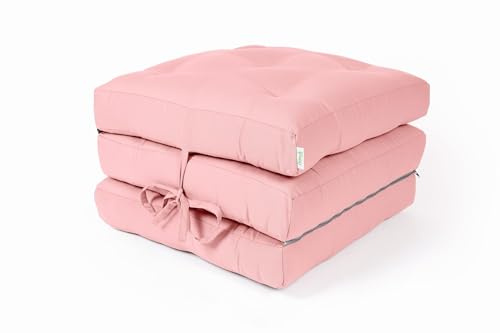 Original Klappmatratze von BioKinder | Gästematratze, Klapphocker aus 100% Baumwolle | 195 x 65 x 10 cm | Farbe Rose