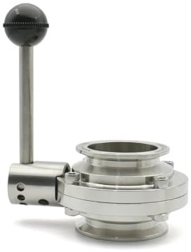 Tri-Clamp-Absperrklappe aus Edelstahl 304, 3/4 1 1-1/2 2 3 4 SS304/316L Edelstahl Ventil OD50.5/64/119mm Drei Clip Ventil(Ss316l,57mm Ferrule 77.5)