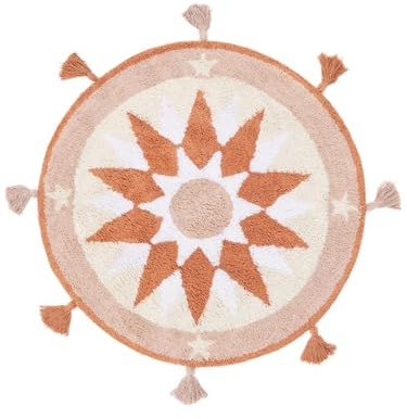 RugVista Silia Sun Tapis de Bain, Rond, Ø 70 cm, Terracotta/Rose | Modernes, Poil ras, Lavage en machine, Oeko-Tex 100, Antidérapante, Salle de bain