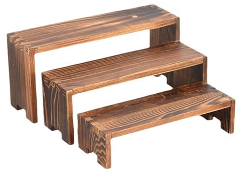 szaluyk Rialzi in Legno per Tavolo | Set Di Organizzatori Per Profumi In Legno Da 3 Pezzi - Rettangolare Alzata Decorativa per Dolci Profumi e Oggetti