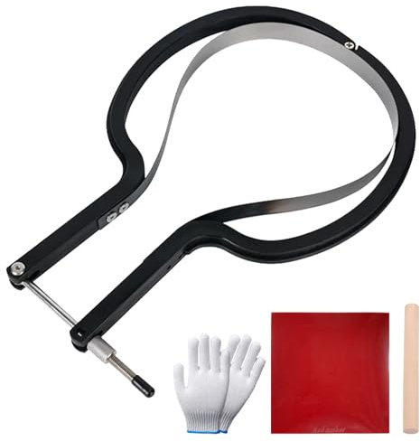 YzxQzxdron Table Tennis Rubber Cutter Kit - Adjustable Arc Bow Knife Design Fits All Racket Curves.4-Piece Set.Cutting Knife - Roller - Gloves - Table Tennis Bat Replacement Rubbers Sheet.