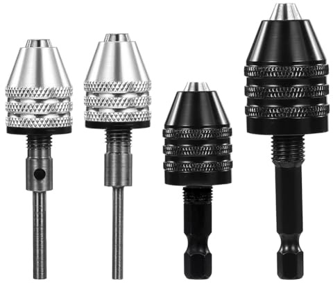 Kleagary 4Pack Round to Hex Adapter 1/4 1/8 1/16Inch Drill Chuck Adapter Keyless Drill Chuck Bit Hex for Impact Driver Conversion