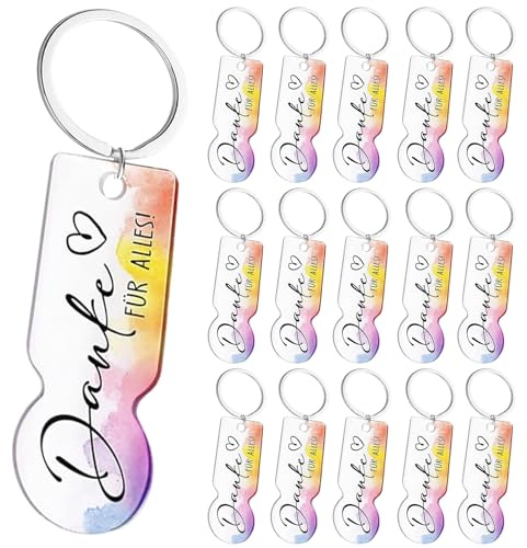 Xvbhaq 24 Stück Acryl Einkaufswagenöffner Schlüsselanhänger Schön, dass du da bist Gastgeschenke für Hochzeit, Taufe, Gäste, Abschied und Kollegen
