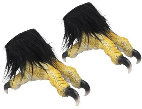 UxicRuya Halloween Adlerhandschuhe Adlerkrallen Handschuhe Tierkostüm Vogel Tierhaarige Krallen Lange Nägel Latex für Männer Frauen Erwachsene Cosplay Maske
