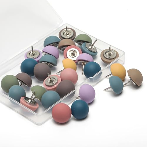 Dermalyx 30 Piezas de chinchetas de Color, chinchetas de Goma para Tablero de chincheta en Sala de Juegos de niños, Oficina y hogar, chincheta Redondas con Cabeza