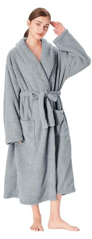 Catalonia Classy Morbido accappatoio da donna e uomo, Fluffy Sherpa, vestaglia lunga, accappatoi per sauna senza cappuccio, regali caldi per donne