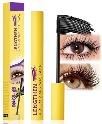 Mascara Wasserfest Schwarz, Wimperntusche für Ältere Frauen und Sensible Augen, Volumen & Verlängerung mit False-Lash-Look, Natürlich, Wischfest und Langanhaltend für Locken, ohne Klumpen