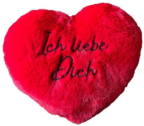 Cepewa Plüschherz Herzkissen 'Ich Liebe Dich' mit Schlaufe | 20cm Polyester rot | Geschenk für Valentinstag Kuschelkissen in Herzform (20)