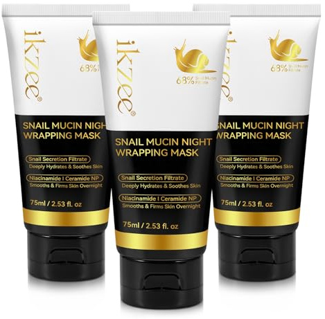 P-Beauty 3x Gesichtsmaske Nachtmaske Gesicht mit Snail Mucin & Kollagen - Night Wrapping Mask, Feuchtigkeit & Regeneration über Nacht, glattere Haut, Anti-Aging Pflege, Skincare Maske (3x75 ml)