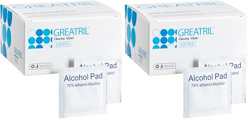 Pack of 240 Anti Bac Wipes Tiny Size 6cmx6cm, Greatril Alco Cleaning Wipes with Travel Size for Mobile Phone iPad Door Handle Glasses Tablet PC Computer Laptop
