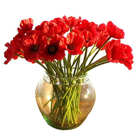 Kitchnexus Künstliche Mohnblume Gefälschte Mohn Blumenstrauß PU Poppy Flowers Deko Für Haus Garten Party Geburtstag Blumenschmuck 10 Stück