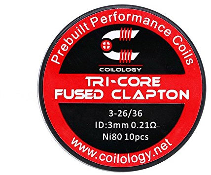 10x COILOLOGY Ni80 - Coils Draht Wicklung Selbstwickler Verdampfer Atomizer RDA, RBA, RTA, RDTA, Nichrome (Tri-Core Fused Clapton - 0.21 Ohm)