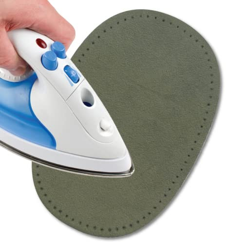 USIT, 2 Piezas Parches de Ante Termoadhesivos, 16x11 cm, Ideal para Reparar Pantalones, Chaquetas y Camisas, Tintes Inalterables, Verde Oliva