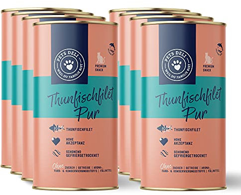 Pets Deli Freeze Dried Snack für Katzen mit gefriergetrocknetem Thunfischfilet ohne Zucker und Gluten 8x25g