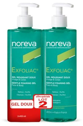Noreva Exfoliac gel moussant doux lot de 2x400ml