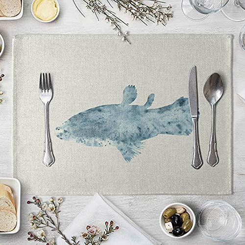 Beydodo Tischset StStoff rutschfest, Fisch Muster Platzset 2er Set Abwischbar 40x30CM