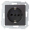 Simon Conjunto semimontado de base de enchufe Schuko y tapa, serie 82 Concept, 1 x 7 x 8 centímetros, color negro mate (referencia: 8200432-098)