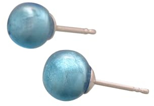 Pendientes de botón de cristal de Murano, turquesa