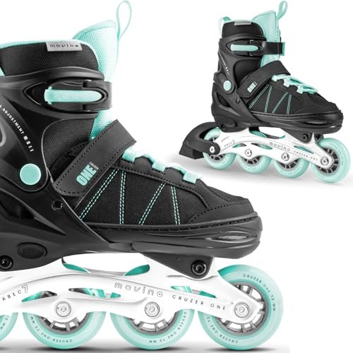 Movino Inline Skates | Cruzer One | Verstellbare Rollschuhe für Damen Mädchen Jungen | Inliner für Kinder & Erwachsene | Inline Skates mit großen Rädern 72 mm | Kids-Inliner M (34-37)