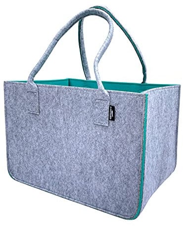 camolo Filztasche Große Einkaufstasche 40x27x27cm Aufbewahrungstasche Kaminholztasche Filz Tasche Shopping-Bag Mit Tragegriff (UNI TÜRKIS)