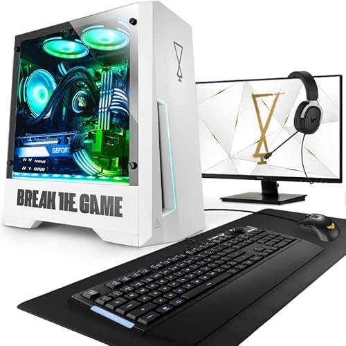 OPSYS Agilian Lite-V5 White Gaming PC Computer with Monitor & Gamer Keyboard/Mouse (AMD Ryzen 5-5500, Radeon RX 6650 XT, 480GB NVMe SSD, 1TB HDD, 16GB RAM, No OS)